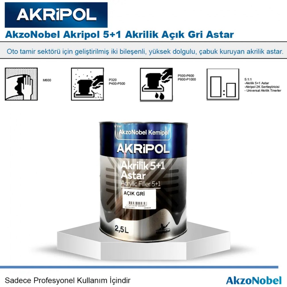 AkzoNobel Akripol 5+1 Akrilik Açık Gri Astar