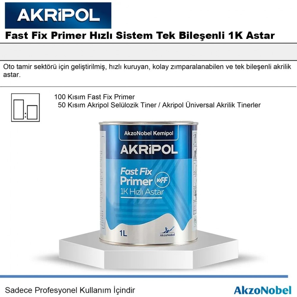 AkzoNobel Kemipol Akripol Fast Fix Primer Hızlı Sistem Tek Bileşenli 1K Astar 1KG