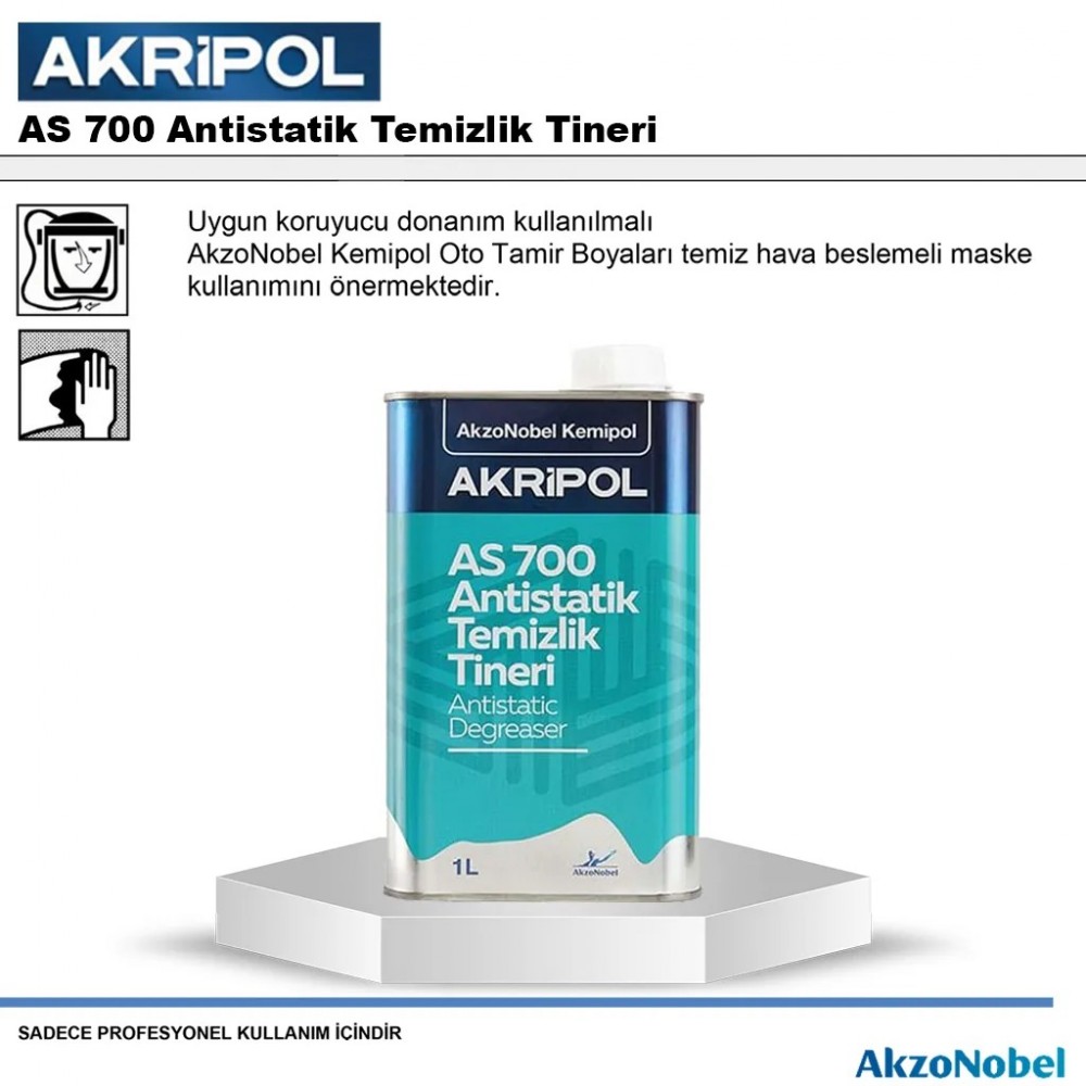 AkzoNobel Kemipol Akripol AS700 Antisatik Yüzey Temizleme Tineri 5 Litre