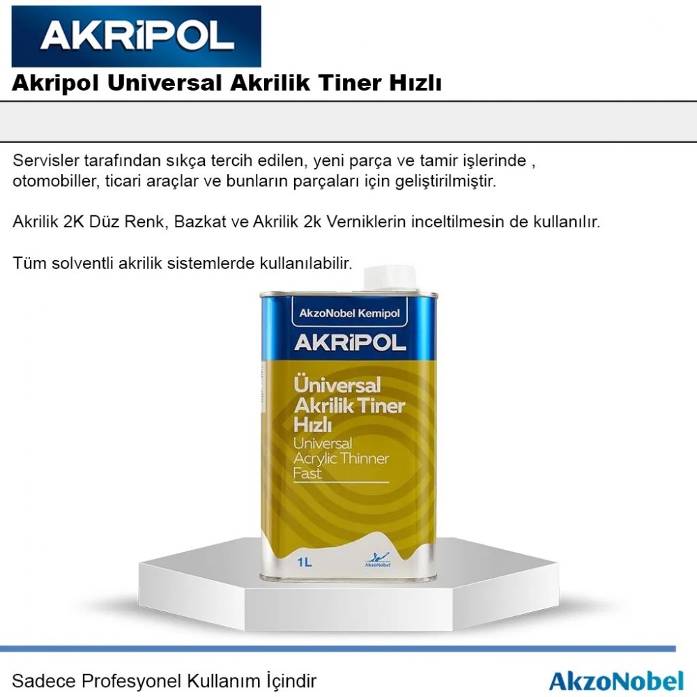 AkzoNobel Kemipol Üniversal Akrilik Tiner 1 litre - Yavaş