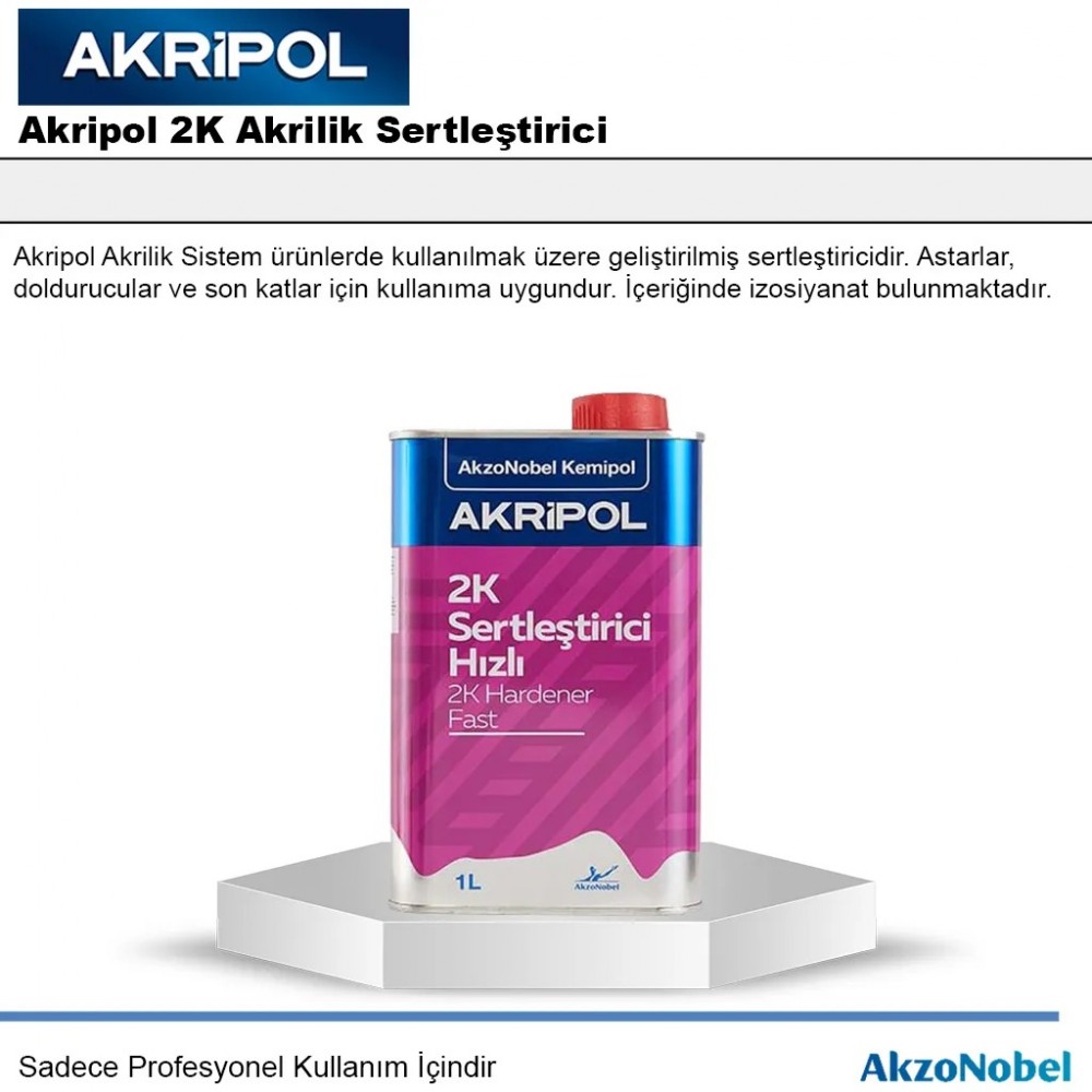 AkzoNobel Kemipol Akripol 2K Akrilik Sertleştirici Hardener - Hızlı 1 Litre