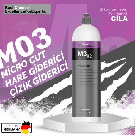 Koch Chemie M03 Micro Cut M3.02 Hare Giderici Silikonsuz Parlak Cila 1Lt.