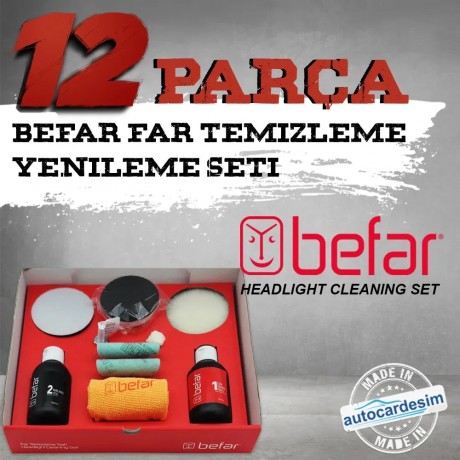 Befar 12 Parça Çizik Giderici - Parlatıcı Oto Far Temizleme Seti