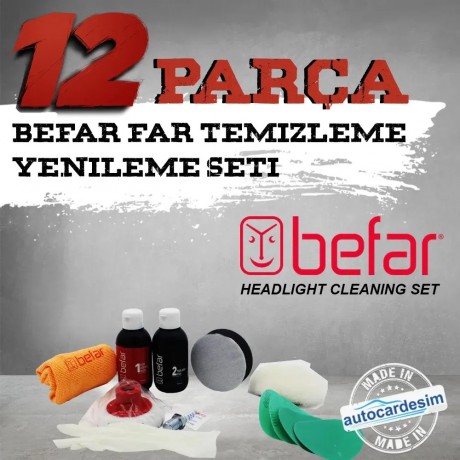 Befar 12 Parça Çizik Giderici - Parlatıcı Oto Far Temizleme Seti