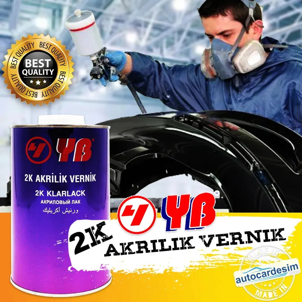 YB 2K Hızlı Kuruyan Yüksek Parlak Çizilmeye Dayanıklı Akrilik Vernik 1 Litre