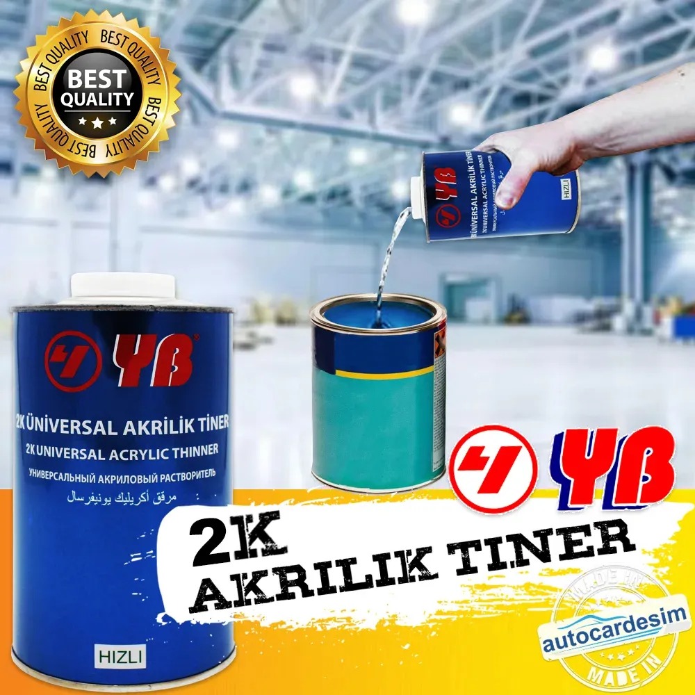 YB 2K Sonkat Boya ve Vernik için İnceltici Üniversal Hızlı Akrilik Tiner 3 Litre