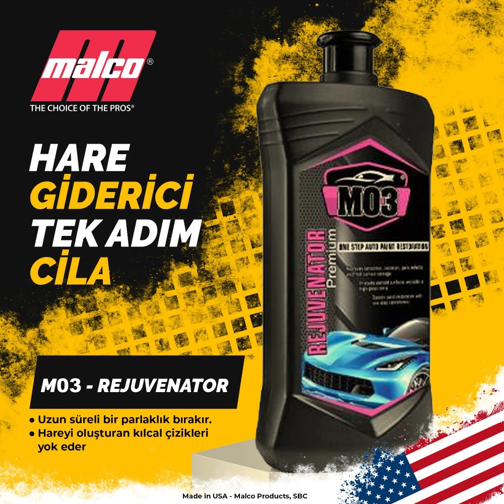 Malco M03 - Rejuvenator Hare Giderici Tek Adım Özel Cila 946 ML