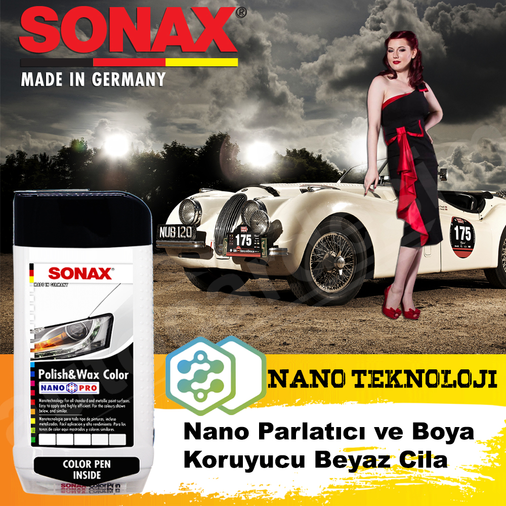 SONAX Nano Parlatıcılı ve Boya Koruyucu Cila - BEYAZ 500ML