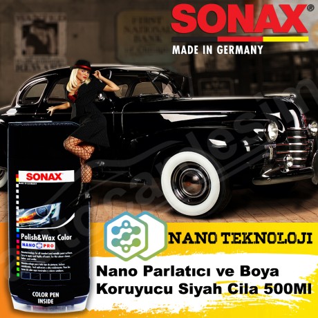 SONAX Nano Parlatıcılı ve Boya Koruyucu Cila - SİYAH 500ML