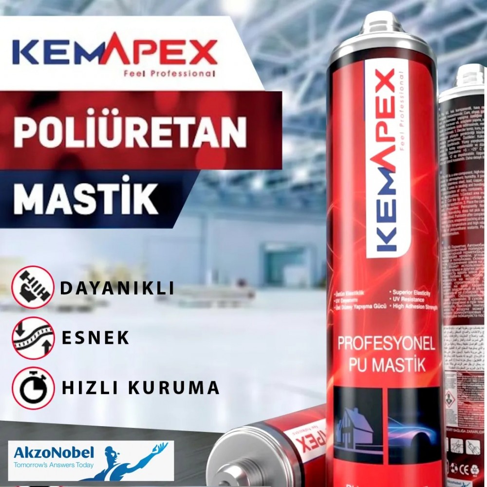 AkzoNobel Kemipol Kemapex Gri Renk Genel Amaçlı Poliüretan Mastik - 280 ML