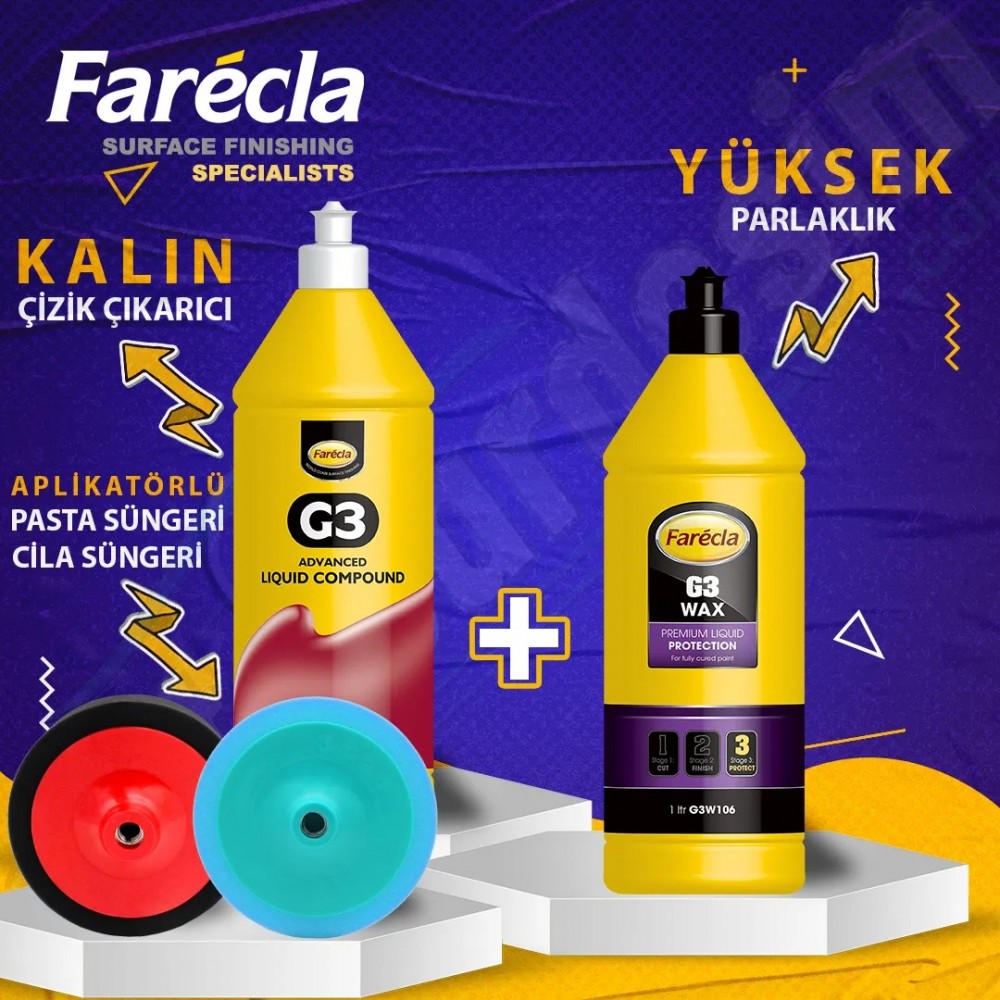 Farecla Starter Set - Farecla G3 Paste & Farecla Premium Polish + Pastry and Polish Sponge with Applicator