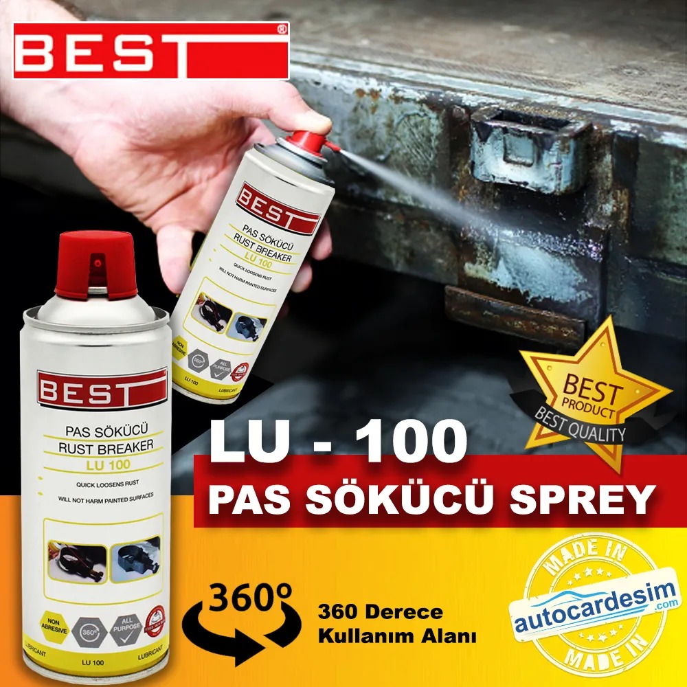 Best LU 100 Zincir Motor Kaporta Pas Sökücü Yağlayıcı Sprey 400 ML