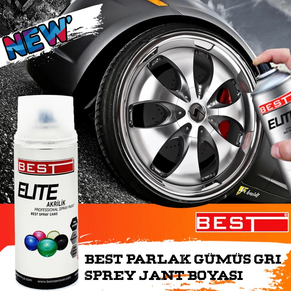 Best Elite Universal Parlak Gümüş Gri Sprey Jant Boyası 400 ML