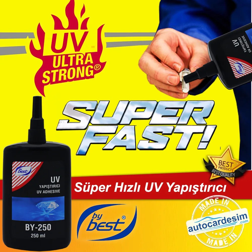 Best BY - 250 Süper Hızlı UV Şeffaf Cam / Metal Yüzey Yapıştırıcı