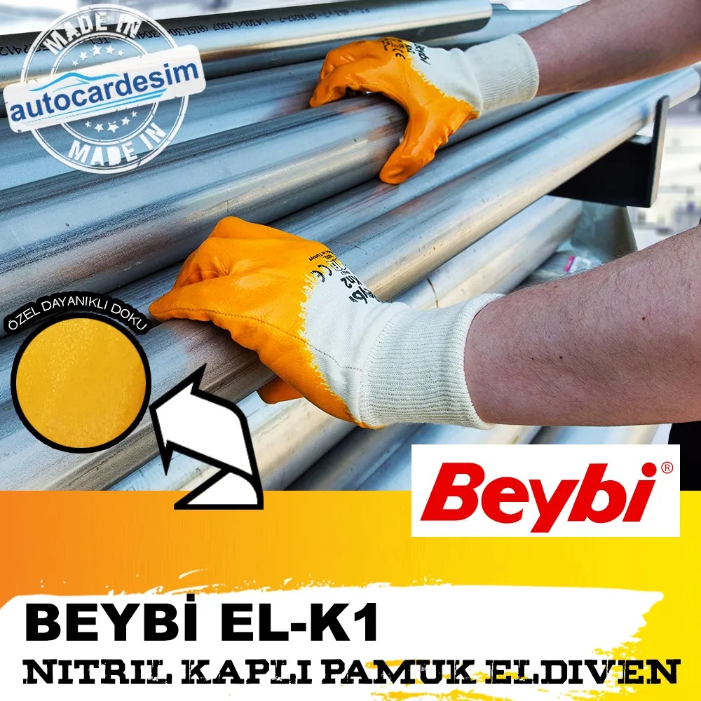 Beybi Nitril Kaplı Pamuk Dokulu Eldiven EL-K1