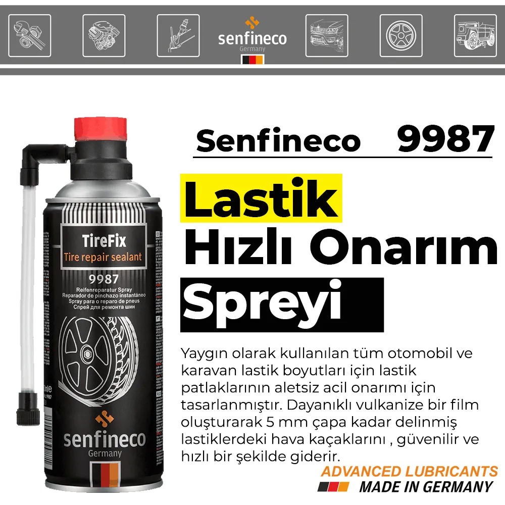 Senfineco 9987 Lastik Hızlı Onarım & Tamir Spreyi 450 ML.